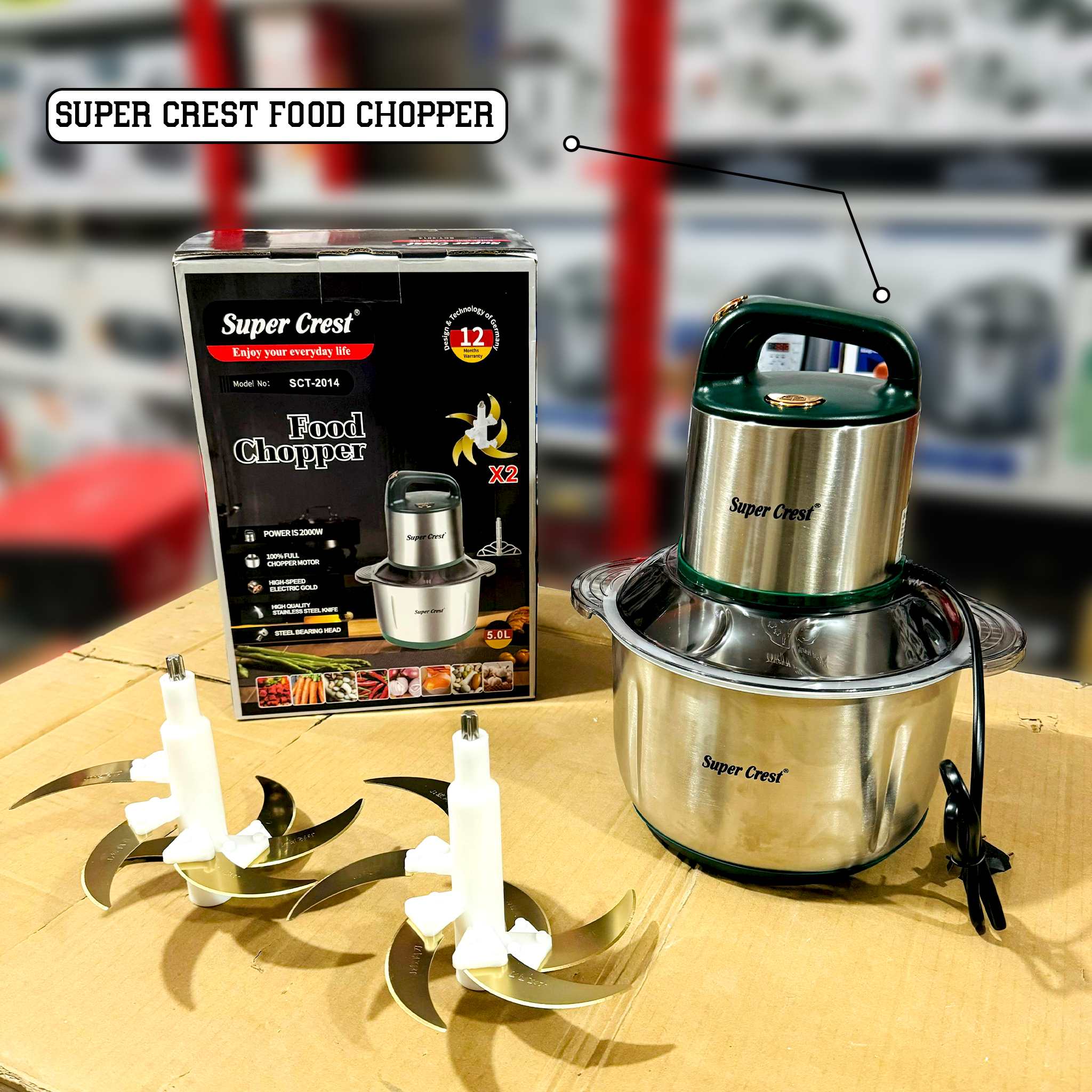 Super Crest 5L Food Chopper with Extra Blade  SCT-2014